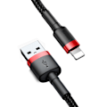 Pikkukuva 5 / 9: Kestävä joustava kaapeli USB-kaapeli Iphone Lightning QC3.0 2.4A 1M musta ja punainen