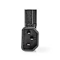Miniatyrbillede 4 af 5: Udvidelse Plug | IEC-320-C13 | IEC-320-C14 | Venstrevinklet | Nikkelplateret | PVC | Sort | Box | 1 stk.