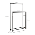 Pikkukuva 4 / 10: Pyyhehylly, Vapaasti seisova pyyheteline 2 pyyhetelineellä, pyyheteline kylpyhuoneeseen, metallia, 66 x 20 x 110 cm, musta