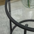 Pikkukuva 9 / 10: Sivupöytä pyöreä sohvapöytä lasisella pöytälevyllä, metallirunko, sohvapöytä, yöpöytä olohuoneeseen, makuuhuoneeseen, musta, Ø48 x 54,7 cm