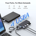Pikkukuva 4 / 9: HUB-sovitinportin jakaja 4x USB-A 3.0 ja USB-A virtajohto musta