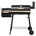 Miniatyrbillede 3 af 5: BBQ kulgrill med hjul grillvogn med låg udendørs grill 115 x 65 x 108 cm sort