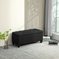 Miniatyrbillede 3 af 10: Bænk polstret bænk med opbevaringsplads brystbænk entre soveværelse stue linnedlignende polyester gummi træ sort 100 x 40 x 44 cm
