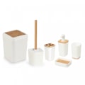 Miniatyrbillede 1 af 5: Herzberg HG-04463: 6 stykker bambus badeværelsessæt - mat creme