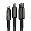 Miniatyrbillede 7 af 9: 3i1 USB kabel USB-C Iphone Lightning microUSB 3,5 A 1,5 m sort