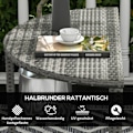 Pikkukuva 6 / 10: Aurinkoinen Parveke Pöytä Puutarha Sivupöytä Puutarhakalusteet Puolipyöreä Polyrottinki Metallinharmaa 100 X 50 X 74 Cm