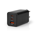 Miniatyrbild 3 av 6: Väggladdare | 65 W | GaN | Snabbladdnings funktion | 3.0 / 3.25 A A | Antal utgångar: 3 | USB-A / 2x USB-C™ | Automatiskt val av Spänning