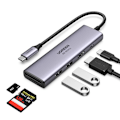Miniatyrbillede 3 af 9: 6-i-1 multifunktionel USB-C HUB - 2x USB HDMI 4K SD og TF kortlæser USB-C PD 100W grå