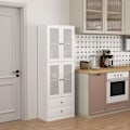 Pikkukuva 3 / 10: Keittiökaappi, korkea kaappi laatikolla, säädettävät hyllyt, keittiön buffet 2 kaappiosastolla olohuoneeseen, ruokailutilaan, 59 x 30 x 170 cm, valkoi
