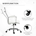 Miniatyrbillede 6 af 10: Kontorstol med vippefunktion, stålfødder, ergonomiske, 360° drejelige hjul, imiteret læder, bæreevne 120 kg, 54 x 62 x 104-114 cm, hvid