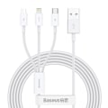 Miniatyrbillede 1 af 9: Superior 3-i-1 USB-kabel Iphone Lightning USB-C microUSB 3,5 A 1,5 m Hvid