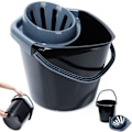 Miniatyrbillede 9 af 9: Moppespand med vrider, plast, sort, 10 l