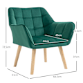 Miniatyrbillede 4 af 10: Enkeltlænestol, afslapningslænestol med fløjlslook, hævede ben, skandinavisk polstret lænestol til stue, soveværelse, 64x62x72,5cm, grøn