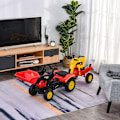 Miniatyrbillede 3 af 10: Pedaltraktor Med Trailer, Pedalgraver, Traktor Med Frontlæsser, Børnepedaltraktorer Fra 3 År, Gravemaskine, Børn, Stål, Plast, Rød, 179 X 42 X 59 Cm