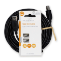 Miniatyrbillede 3 af 3: USB-kabel | USB 2.0 | USB-A Han | USB-B han | 10 W | 480 Mbps | Nikkelplateret | 5.00 m | Runde | PVC | Sort | Label