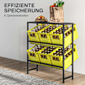 Miniatyrbillede 5 af 10: Fritstående drikkekassestativ til 6 kasser, justerbar hyldehøjde, 3 niveauer, skridsikker, 103 x 33 x 113,5 cm, sort stål