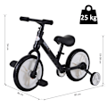 Miniatyrbillede 4 af 10: Børnecykelbalancecykel med træningshjul, pedaler, sædehøjdejusterbar, til 2-5 år, PP, sort