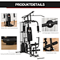 Miniatyrbillede 5 af 10: Gym Multigym Fitnessstation Multigym Med Vægte, Lat Pull-Down & Leg Curl, Metal & Pu Syntetisk Læder, Sort