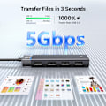 Pikkukuva 3 / 9: HUB-sovitinportin jakaja 4x USB-A 3.0 ja USB-A virtajohto musta