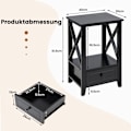 Miniatyrbillede 2 af 5: 2 plan sengebord med skuffe sidebord træ 40 x 30 x 61,5 cm sort