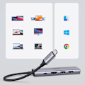Miniatyrbillede 9 af 9: 6-i-1 multifunktionel USB-C HUB - 2x USB HDMI 4K SD og TF kortlæser USB-C PD 100W grå