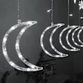 Miniatyrbillede 8 af 8: Månelys, stjerner, julelys, gardin, 96LED
