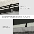 Miniatyrbillede 7 af 10: 4 sidepaneler til 3x3 m pavillonsidevægge med kroge, polyester lysegrå, ideel til havepavillon & partytelt 302 x 205 cm