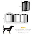 Miniatyrbillede 4 af 10: Hundebarriere Beskyttelseslåge Hundelåge Konfigurationslåge 3-Delt Med To Støttefødder Stabil Foldbar Mdf Sort 154,5X29,5X61Cm