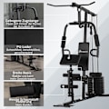 Miniatyrbillede 8 af 10: Multigym Fitness Station Med Lat Pull-Down Og Butterfly Bar Og 45 Kg Vægt Styrketræning Stål Imiteret Læder Sort 180 X 108 X 200 Cm