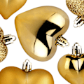 Miniatyrbillede 5 af 6: Sprængsikre julekugler hjerter guld 6,5/4,5 cm 16 stk.