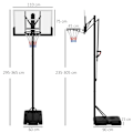 Miniatyrbild 4 av 10: Basketkorg höjdjusterbar 295-365 cm med stativ och hjul, basketsystem för utomhusbruk, robust stål