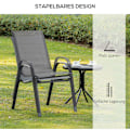 Miniatyrbillede 6 af 10: Sæt med 2 havestole stabelstole med armlæn metalnet stof grå 70x54x90cm til terrasse- og havemøbler