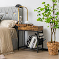 Miniatyrbillede 5 af 5: Sidebord med ladestation, smalt sofabord, 60 x 30 x 58,5 cm, brun