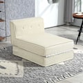 Miniatyrbillede 2 af 10: Gulvsofa 2-i-1 sammenfoldelig sovesofa med fløjls-look, polstret sovesofa kan holde op til 240 kg til stue, soveværelse, cremehvid