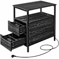 Miniatyrbillede 1 af 7: Rustikt sidebord med indbygget Power Strip og opbevaring