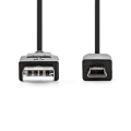 Pikkukuva 2 / 3: USB kaapeli | USB 2.0 | USB-A Uros | USB Mini-B 5 pin Uros | 480 Mbps | Niklattu | 3.00 m | Pyöreä | PVC | Musta | Label