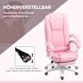 Miniatyrbillede 5 af 10: Kontorstol Skrivebordsstol Fodstøtte Liggende Funktion Hjul Højdejusterbar Kunstlæder Pink