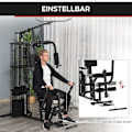 Miniatyrbillede 8 af 10: Gym Multigym Fitnessstation Multigym Med Vægte, Lat Pull-Down & Leg Curl, Metal & Pu Syntetisk Læder, Sort
