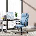 Miniatyrbillede 10 af 10: Kontorstol Computerstol Drejestol Højdejusterbar Vippefunktion Lyseblå Linned 66X75X110-120Cm