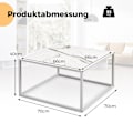 Miniatyrbild 2 av 4: Soffbord i marmorlook rektangulärt soffbord med metallram 70 x 70 x 40 cm vit