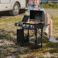 Pikkukuva 2 / 10: Kaasugrilli Bbq Grill Cart 3 Polttimella 1 Sivupoltin Paineenalennusletkut Kaappi Monitoimi Teräs Musta 110 X 50 X 100 Cm