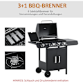 Pikkukuva 6 / 10: Kaasugrilli Bbq Grill Cart 3 Polttimella 1 Sivupoltin Paineenalennusletkut Kaappi Monitoimi Teräs Musta 110 X 50 X 100 Cm
