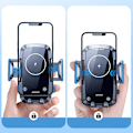 Miniatyrbillede 2 af 8: Biltelefonholder til grill, Qi oplader 15W, sort