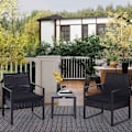 Miniatyrbillede 2 af 10: Polyrattan Havesæt Til 2 Personer Altanmøbelsæt Med Puder Sort