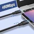 Miniatyrbild 7 av 9: USB Typ C-kabel för laddning och dataöverföring 3A 1m svart