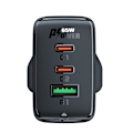 Miniatyrbild 2 av 6: Nätladdare Engelsk kontakt UK GaN 65W 1x USB 2x USB-C PD svart