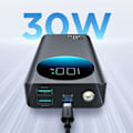 Pikkukuva 2 / 9: Powerbank taskulampulla 30W 20000mAh + USB-A - USB-C kaapeli 25cm musta