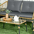 Miniatyrbillede 8 af 10: 4-Delt Havemøbelsæt, Siddesæt I Rattan Med Hynder, Siddegruppe Med 3 Lænestole, 1 Sofabord, Altanmøbler I Boho-Stil Til 4 Personer, Sand + Mørkegrå