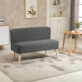 Miniatyrbillede 7 af 10: 2-Personers Stof Sofa Polstret Sofa Siddepladser Lounge Sofa Træskum Mørkegrå 117 X 56,5 X 77 Cm