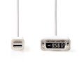 Pikkukuva 2 / 3: Mini DisplayPort kaapeli | DisplayPort 1.2 | Mini DisplayPort Uros | DVI-D 24+1-Pin Uros | 21.6 Gbps | Niklattu | 2.00 m | Pyöreä | PVC | Valkoinen |
